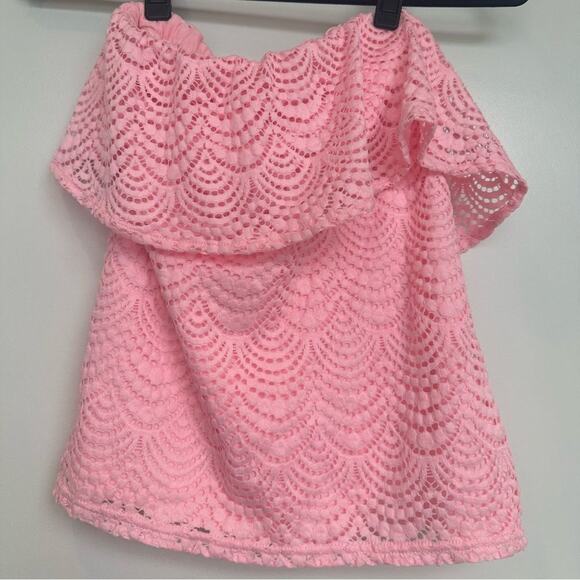 Lilly Pulitzer Wiley Tube Top in Coral Reef Tint Pink, Size Small | Lace Summer - Picture 3 of 11